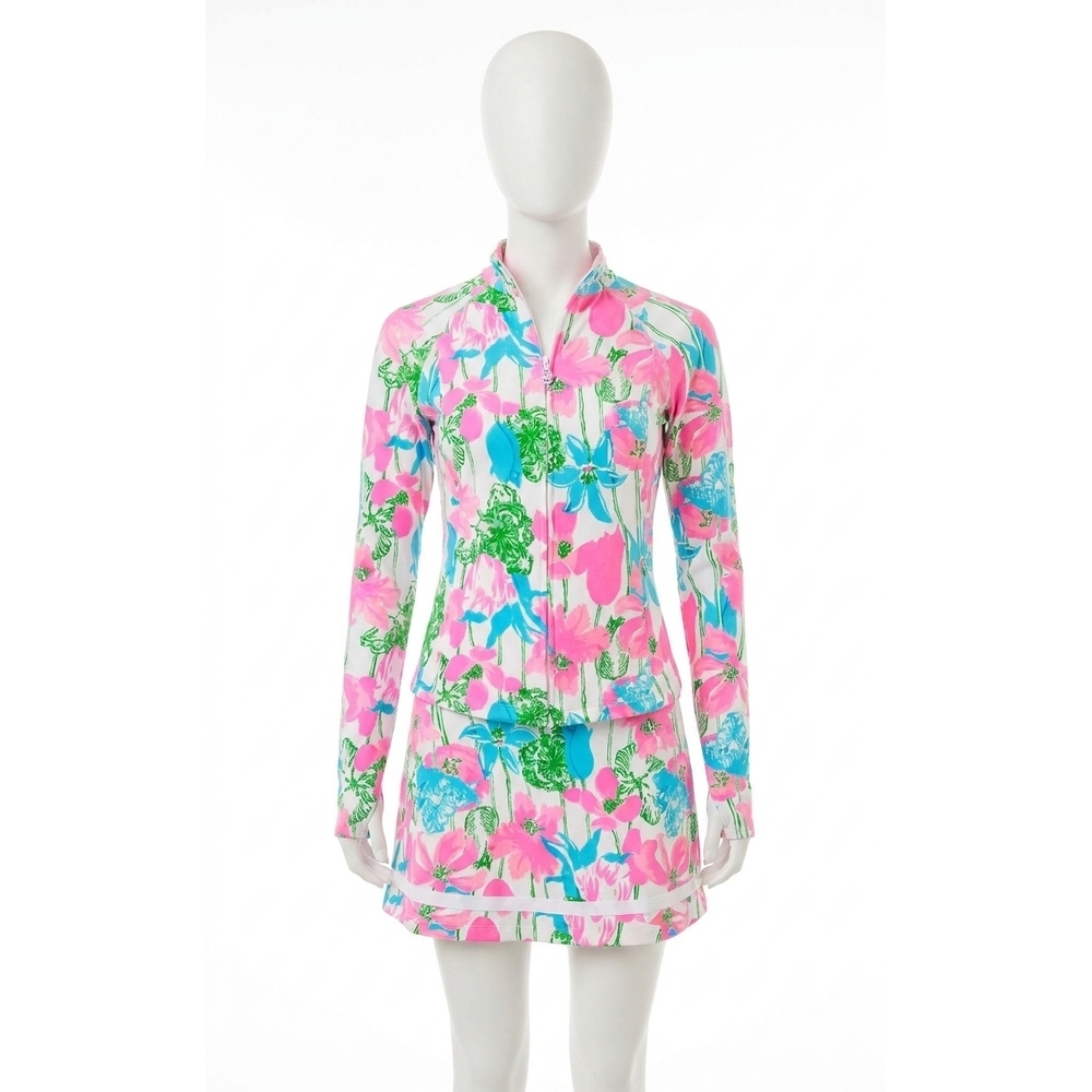 NEW LILLY PULITZER barbados zip-up jacket in resort white viney liney